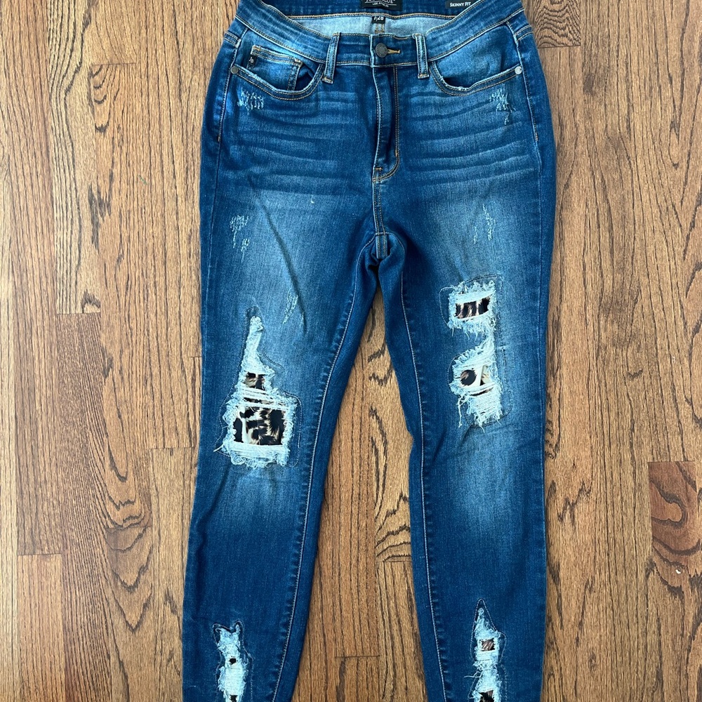 Judy Blue Leopard Skinny Jeans Size 7/28